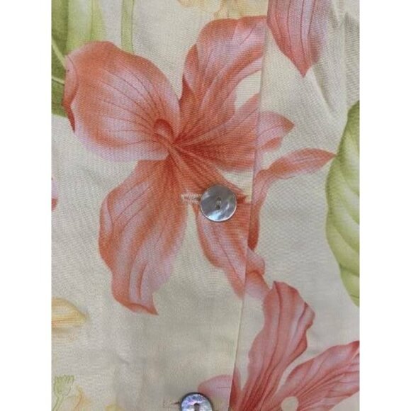 Kaua'iana Top Aloha Hawaiian Shirt Yellow Floral - Picture 3 of 10